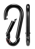 Black & Silver Zinc-Galvanized Heavy Duty Bushcraft Carabiner Spring Snap Clip Link Hooks 200-500lb Load 2, 6 & 12 Packs - color: 8cm (3.15in) Black 2 Pack