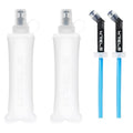 Soft Flasks Running Water Flask Folding Soft Water Bottles Small for Outdoor Sports Hiking Hydration Pack 5oz/8oz/17oz(WHITE,8oz*2+Straw*2) - color: White, style: 250ml/8oz with straw-2 Pack