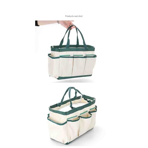 Gardening Tote Bag Garden Tool Bag with 9 Pockets Oxford Bag Storage Organizer Tote Bag for Outdoor Garden Lawn Yard-White - color: White