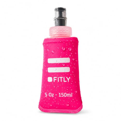 FITLY Soft Flask - Shrink As You Drink Soft Water Bottle for Hydration Pack - Folding Water Bottle Ideal for Running, Hiking, Cycling, Climbing & Rigorous Activity - color: Pink, size: 5 Ounces