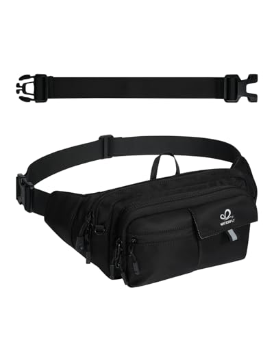 WATERFLY Fanny Pack Waist Bag: 3L Large RFID Anti-Theft with 9 Pockets - color: Black