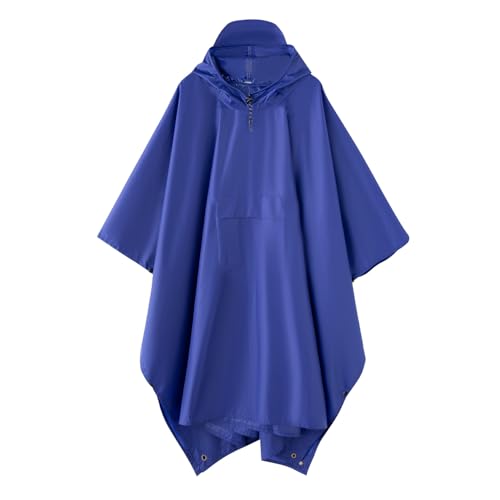 Multi functional cape hooded raincoat suitable for outdoor camping and hiking, suitable for both men and women - color: Blue
