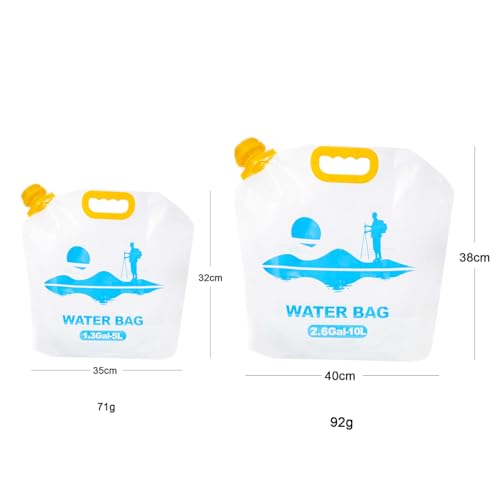 Collapsible Emergency Water Container Bag,WaterStorageCube,Flat Folding,BPA Free Food Grade,Clear Plastic Storage Jug for Camping Hiking Backpack,No-Leak Freezable,Water Bottle 1.3 Gallon/2pcs