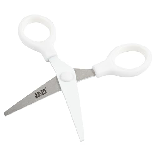 JAM PAPER Multi-Purpose Mini Scissors - 5 Inch - White - Soft Grip & Stainless Steel Precision Blades - Sold Individually - color: White, size: Mini (5 Inch)