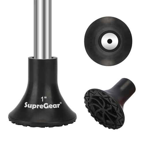 supregear Rubber Cane Tip 1 Inch, 1" Walking Cane Feet Base Extreme Grip Non-Slip Heavy Duty All Terrain Pad, 25 mm/1-Pack/XL Size, Black - size: 1 inch