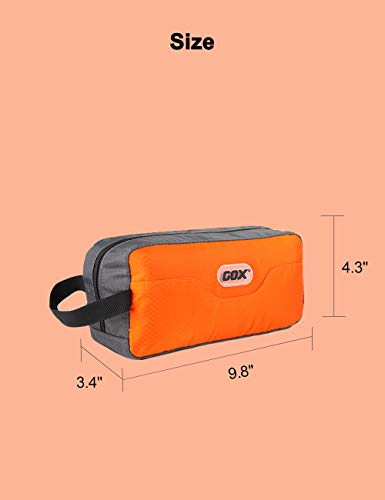 Small Travel Toiletry Bag for Men, Dopp Kit Mens, Zipper Pouch for Travel - color: Orange/Grey