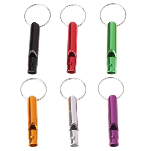 Aluminum Survival Whistle, 6Pcs Outdoor Survival Safety Whistle Whistle Keychain for Hiking Camping Random Color Aluminum Alloy