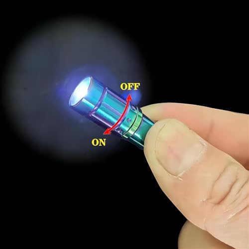 e1 Smallest Keychain Flashlight Tiny Micro Mini Key Ring Light Bright Long Lifetime Waterproof for Everyday EDC Emergency Dog Walking Sleeping Reading Nice Gift (Colorful Stainless Steel) - color: Color steel