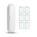 Toothbrush Travel Case Compatible with Philips Sonicare Electric Toothbrush & 6Pcs Reusable Toothbrush Head Covers Compatible with Philips Sonicare Toothbrush Heads (White) - color: White