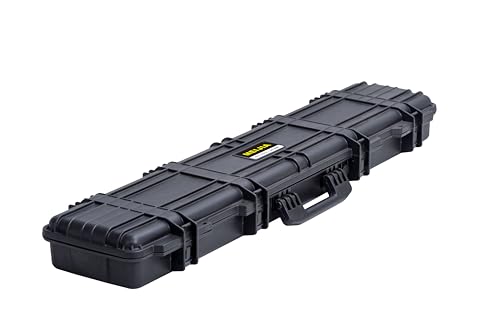 MEIJIA Portable Waterproof All Weather Hard Rifle Case,Soft Handle Grip,Customizable Fit Foam Inserted,without wheels,Black - size: 50INCH
