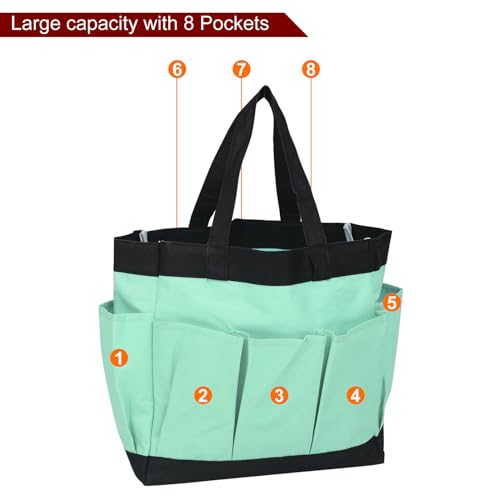 HARFINGTON Garden Tool Bag 11.2" x 5" x 11" Large Oxford Waterproof with Pockets Garden Tote Bag Gardening Plant Tool Organizer Storage Carrier Store for Outdoor Women Men, Light Green - color: Light Green
