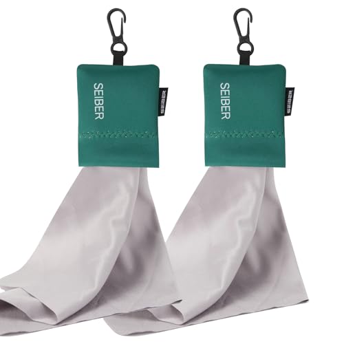 SEIBER Microfiber Glasses Cleaning Cloth with Keychain, Dark Green, 2PCS | For Eyeglasses, Phone ,Camera & Screens, Neoprene Pouch Included,self-closing Bottom, Ultra-Soft, Scratch-Free - color: Dark Green