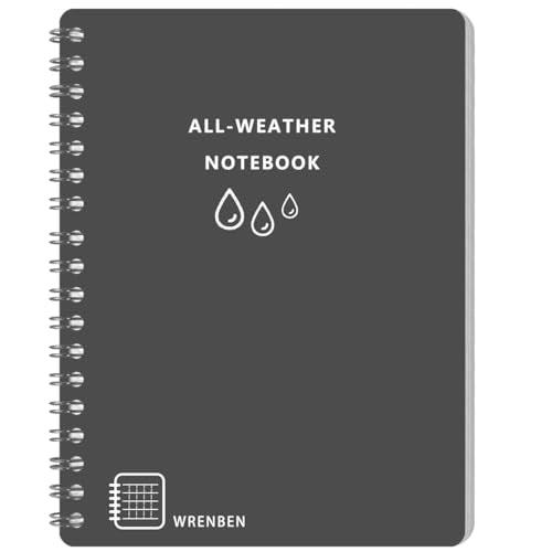 Waterproof Spiral Notebooks 8.5"x11", Universal Grid, Grey Cover, 2PCS | Stone Paper Spiral Notebooks 8.5 x11 with PVC Cover , 2 Pack, 100 Pages per All-weather Notepad - color: Grey, size: Large