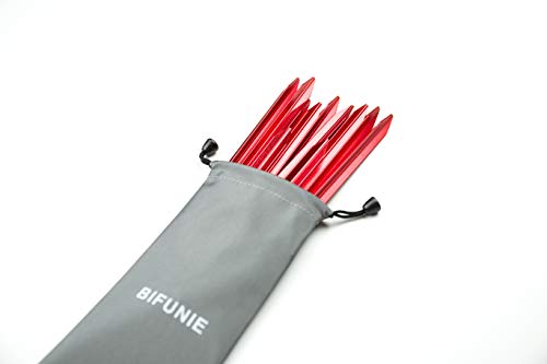 Aluminum Alloy Tent Stakes Pegs, 12-Pack Aluminum Ground Pegs with Reflective Pull Ropes, Lightweight Metal Stakes Pegs for Camping Tents Hammocks - color: Red