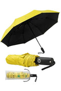 BAODINI Compact Travel Umbrella Small Windproof Auto Open Close for UV Sun Protection UPF 50+ and Rain Fits Backpack Purse & Suitcase - color: Yellow