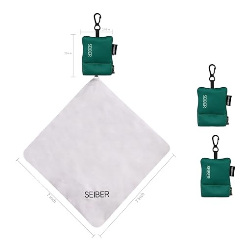 SEIBER Microfiber Glasses Cleaning Cloth with Keychain, Dark Green, 2PCS | For Eyeglasses, Phone ,Camera & Screens, Neoprene Pouch Included,self-closing Bottom, Ultra-Soft, Scratch-Free - color: Dark Green