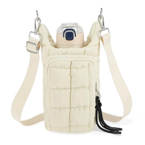 Water Bottle Holder with Adjustable Strap Bottle Sling Bag for Hiking - color: Beige