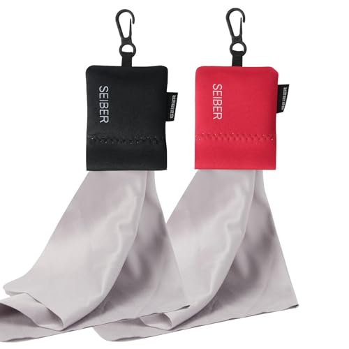Seiber Microfiber Eyeglass Cleaning Cloth with Neoprene Pouch,2PCS, BKRED | 7x7 inch Cloth For Sunglasses, Laptops, Cameras, Screen,Self-Closing Bottom - color: Bk Red-(2pack)