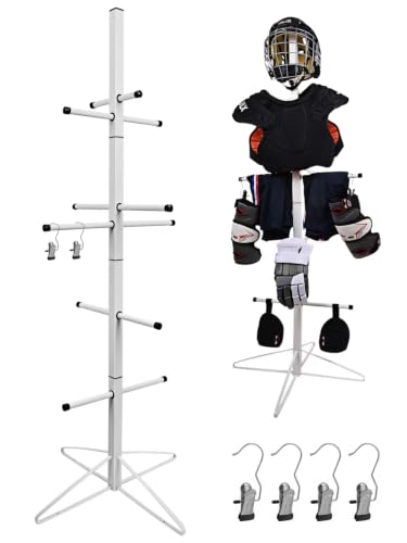 Hockey Gear Drying Rack Metal Hockey Drying Rack for Storing Adult and Child Sports Equipment 4 Additional Hanging Clips