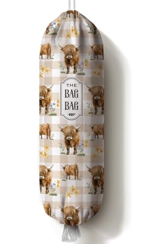 Highland Cow Plastic Bag Holder,Grocery Bag Holder Organizer Storage for Kitchen 23" x 9" - color: Highland Cow Brown
