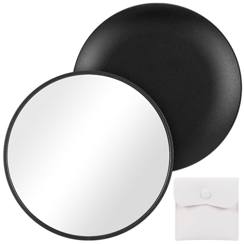 Retro metal compact travel mirror , compact mirror for wallets and pockets - color: Black