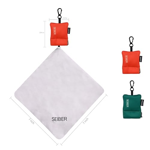 SEIBER Microfiber Eyeglass Cleaning Cloth, Orange & Green, 2 Pcs | With Neoprene Pouch, For Glasses, Laptops, Cameras, Screen, Self-Closing Bottom,Ultra-Soft, Scratch-Free - color: Dark Green and Orange