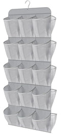 MISSLO 30 Large Pockets Dual Sided Hanging Shoe Organizer for Closet with Rotating Hanger Hanging Shoe Shelves, Grey - color: Grey