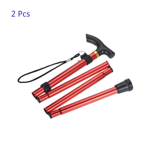 M METERXITY Trekking Poles - Collapsible Hiking Walking Sticks, Telescopic & Folding, Apply to Women Walking Backpacking - color: Red