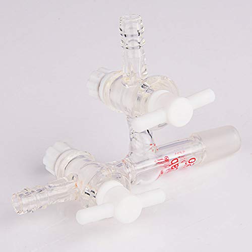 stonylab Glass Vacuum Transfer Adapter, Borosilicate Glass Vacuum Adapter with PTFE Stopcocks and 14/20 Inner Joint - size: 14/20 Joint