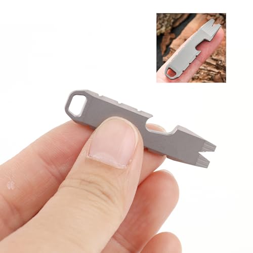Hamans Mini Pry Bar Multi Tool Titanium Bottle Opener Keychain Screwdriver - color: Gray