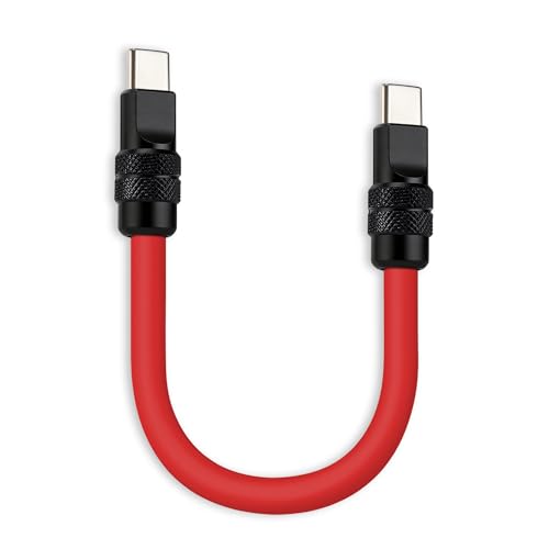 chubbycable 240W Short USB C to C Charging Cable, Red+Black, 0.82FT | Premium Zinc Alloy Connectors, 6mm Silicone Extra Thick, 45,000+ Bend Tested, E-Marker Chip, Stable 480Mbps Data Transfer - color: Red+Black, size: 0.82 ft, style: Type C-Type C
