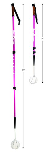 Sand Dipper Full Size Beach Scoop Shovel & Sifter Tool for Beachcombing – Adjustable Sea Glass, Shell, Shark Tooth Sifter for the Beach – Can Be Used as a Walking or Hiking Stick Too – Pink, 4” Basket