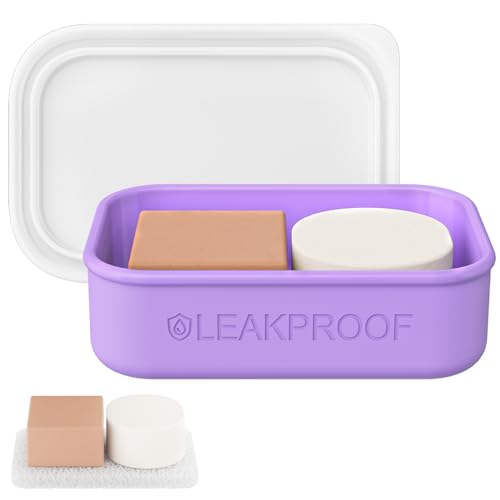 Quatish Large Leakproof Travel Soap Case, Solid Shampoo Bar Holder, Silicone Soap Box with Draining Layer, Enhanced Soap Container, Suitable for Camping, Gym, Bathroom, Outdoor Essentials, Purple - color: Purple, size: Large