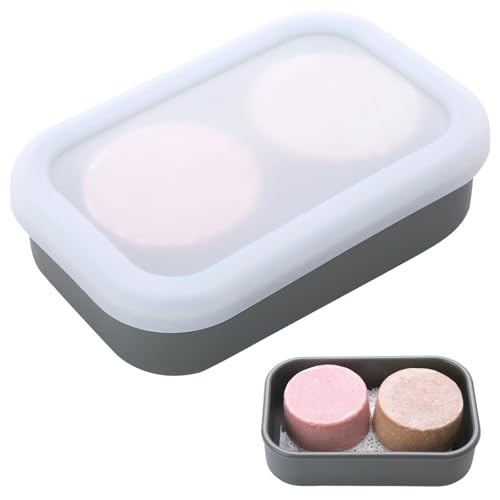 Large Travel Soap Container Leak Proof, Silicone Shampoo Bar Holder | Soap Case with Draining Layer, Slip-Resistant Portable Bar Soap Holder for Shower, Bathroom, Gym, Camping(Translucent Gray) - color: Rectangular Translucent Gray