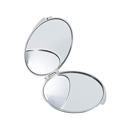 Portable Makeup Compact Double Magnifying Mirror Cosmestic Foldable Pocket Style Unique Mother of Pearl Design (Arabesque) - color: Arabesque