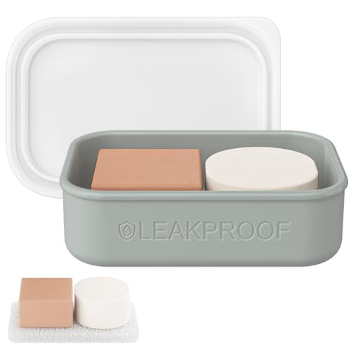 Quatish Large Leakproof Travel Soap Case, Solid Shampoo Bar Holder, Silicone Soap Box with Draining Layer, Enhanced Soap Container, Suitable for Camping, Gym, Bathroom, Outdoor Essentials, Grey - color: Grey, size: Large
