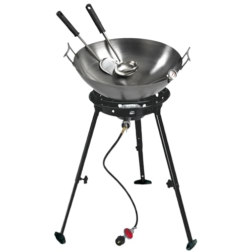 Eastman Outdoors 37212 Outdoor Gourmet 22 Inch Carbon Steel Wok Kit,Black & Steel