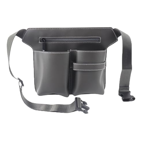 Scissor Bag,Barber PU Leather Waist Pouch,Professional Hairdressing Tools Storage Holster with Waist Belt,Hairstylist Waist Belt,Professional Hairdressing Tools Storage Holster - color: Dark Gray
