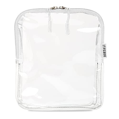 BORSALI White TSA Approved Clear Toiletry Bag Quart Size for 3-1-1 Liquids & Other Items + Paper Soap Sheets for Travel Comes in 1 Case with 50 Sheets