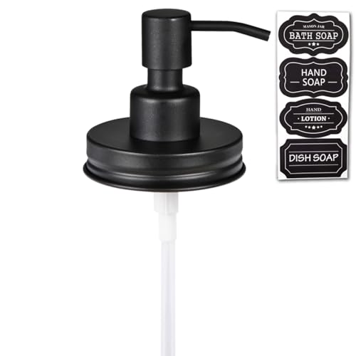 Amolliar Mason Jar Liquid Soap Dispenser Lid, Lotion Soap Pump, Black 1Pack | Refillable Lotion Soap Pump16OZ Regular Mouth Jar, Hand Soap, Dish, Stainless Steel Soap Pump Lid, Farmhouse Bathroom Decor - color: Black, size: 1 Pack