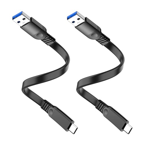 2PCS Short USB A to USB C Cable Flat Type C Cable 3A Fast Charging USB Type C Charging Short Cord for Power Bank,iPad Pro,iPhone 15/16,CarPlay 0.65FT/0.2M