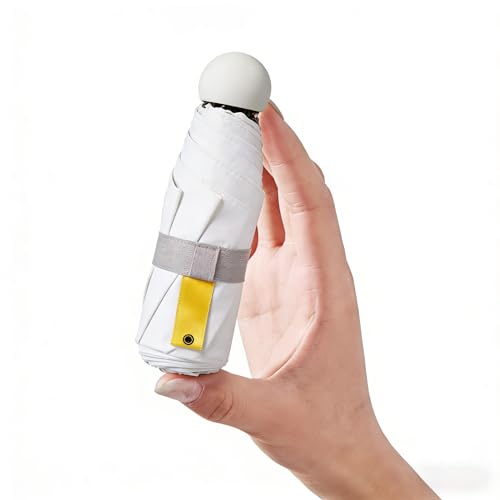 Travel Umbrella Portable Compact Umbrellas Pocket Mini for Purse Umbrellas for UV Small Backpack with Case Folding for Women - color: White