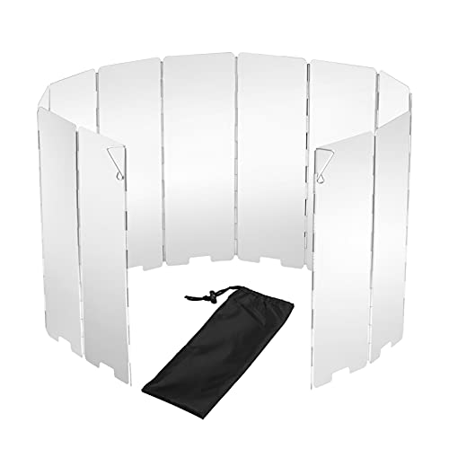 Folding Camping Stove Windscreen 12 Plates Aluminum Camping Stove Windshield with Carrying Bag Portable Camp Stove Wind Screen Outdoor Cooker Butane Burner Wind Shield - size: 12 Plates Windscreen