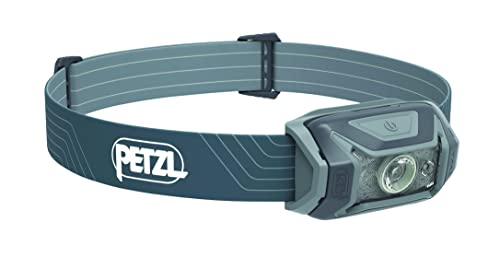 Petzl Tikka Headlamp - Gray | Compact, 350 Lumen Light with Red Lighting, for Hiking, Climbing, Running, & Camping - color: Grey/Grey, style: 350 Lumens