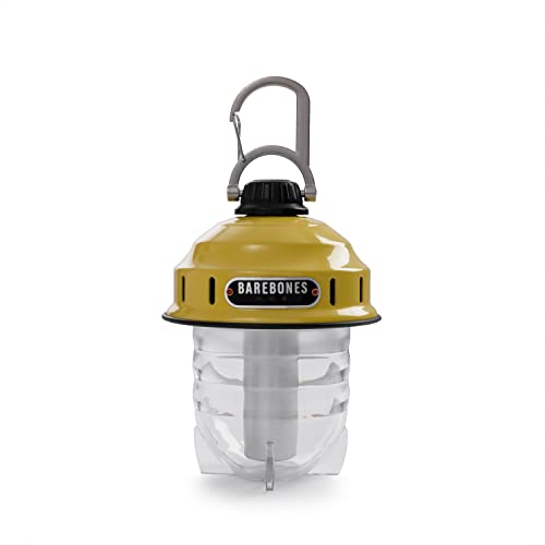 Barebones Beacon Hanging Light – Dusty Yellow, Rechargeable LED Camping Lantern with Adjustable Brightness – Weatherproof Vintage-Style Hanging Lantern for Outdoor Adventures and Year-Round Use - color: Dusty Yellow