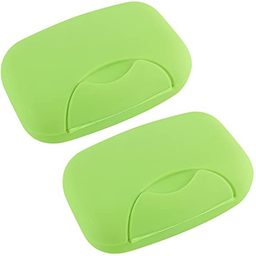 2 Pcs Plastic Soap Case Holder Container Box Home Outdoor Hiking Camping Travel Light Green - color: Green