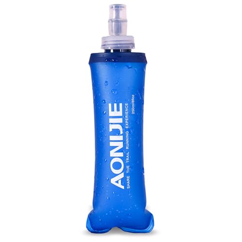 TRIWONDER TPU Soft Folding Water Bottles BPA-Free Collapsible Flask for Hydration Pack - Ideal for Running Hiking Cycling Climbing (250ml/8.45oz) | Running Flask, Water Bottle, Hydration Pouch, Water Tank, Sports Outdoor Use - color: 250ml/8.45oz