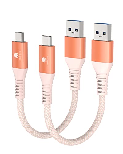 CONMDEX Android Auto USB Cable Short [2ft, 2Pack] 10Gbps, 3A Fast Charging - color: Orange, size: 2ft+2ft, style: 2Pack