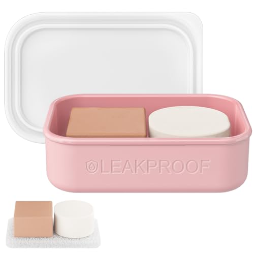 Quatish Large Leakproof Travel Soap Case, Solid Shampoo Bar Holder, Silicone Soap Box with Draining Layer, Enhanced Soap Container, Suitable for Camping, Gym, Bathroom, Outdoor Essentials, Pink - color: Pink, size: Large