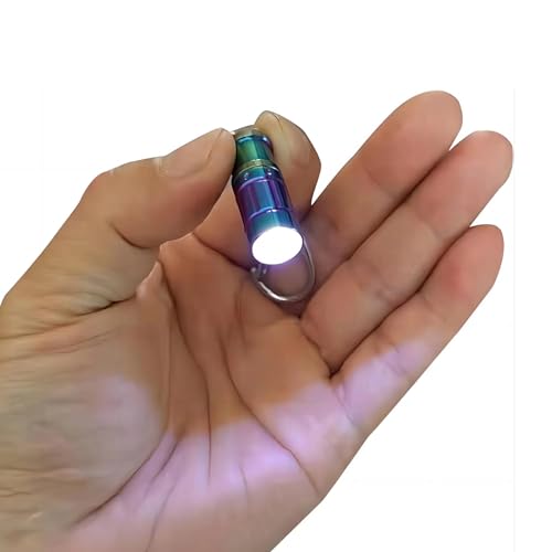 e1 Smallest Keychain Flashlight Tiny Micro Mini Key Ring Light Bright Long Lifetime Waterproof for Everyday EDC Emergency Dog Walking Sleeping Reading Nice Gift (Colorful Stainless Steel) - color: Color steel